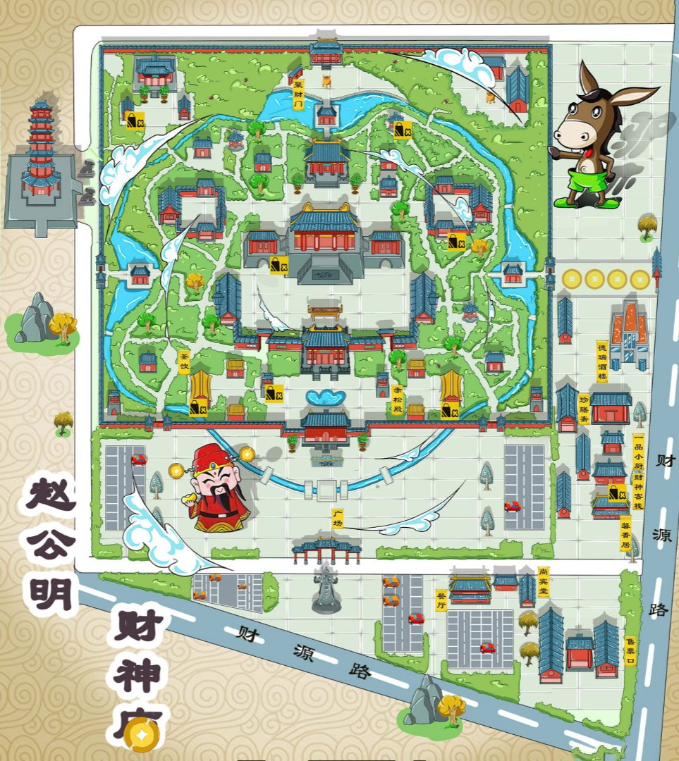 玛沁寺庙类手绘地图